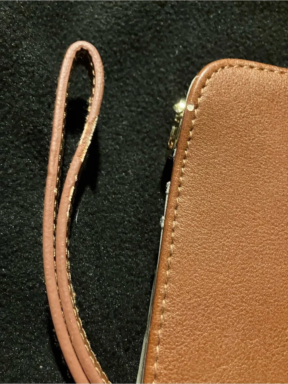 Adrienne Vittadini Brown Faux Leather Wristlet Clutch
